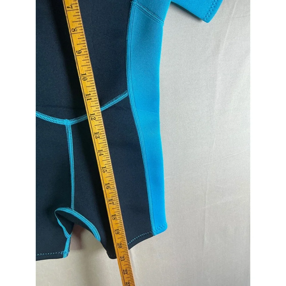 Hevto Kids Shorty Wetsuit Black‎ Blue 2mm Neoprene Front Zip Swim Suit Size 3